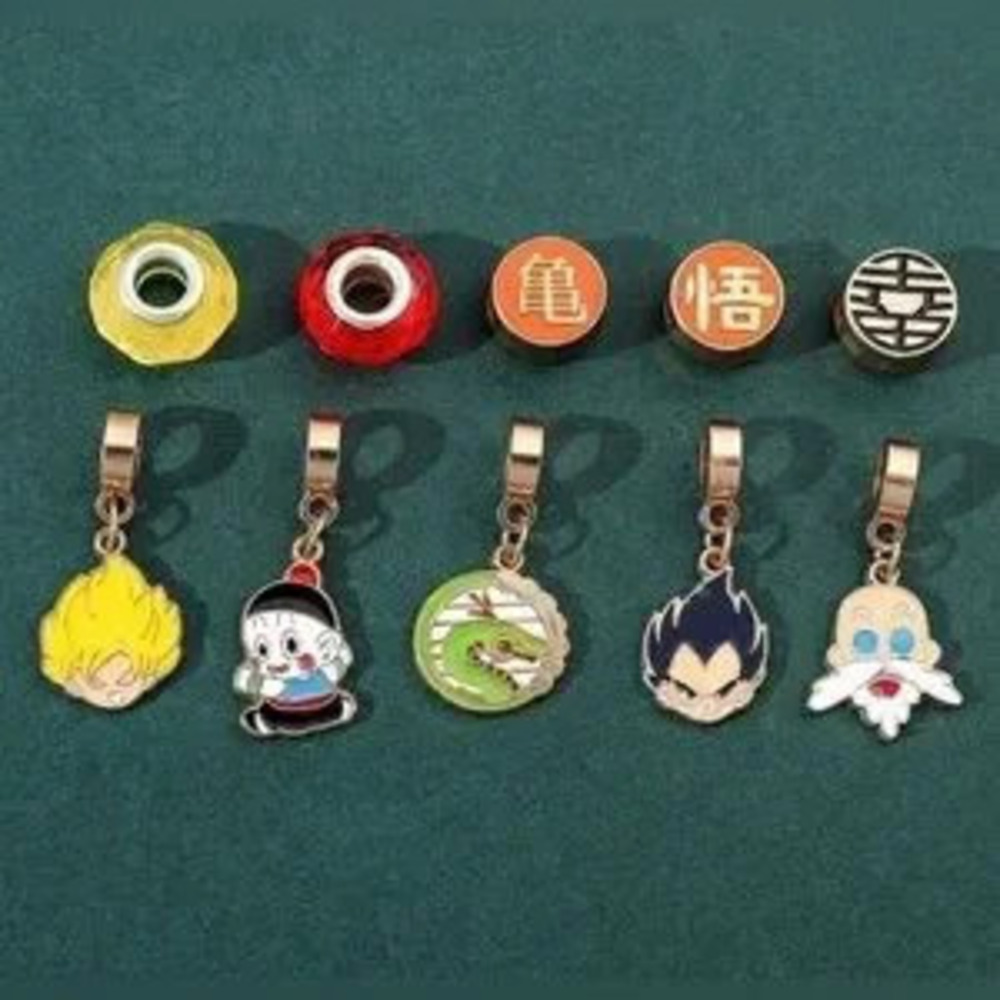Gold Plated Dragon Ball Z Themed Charm Bracelet Adjustable Sizing Unisex Design